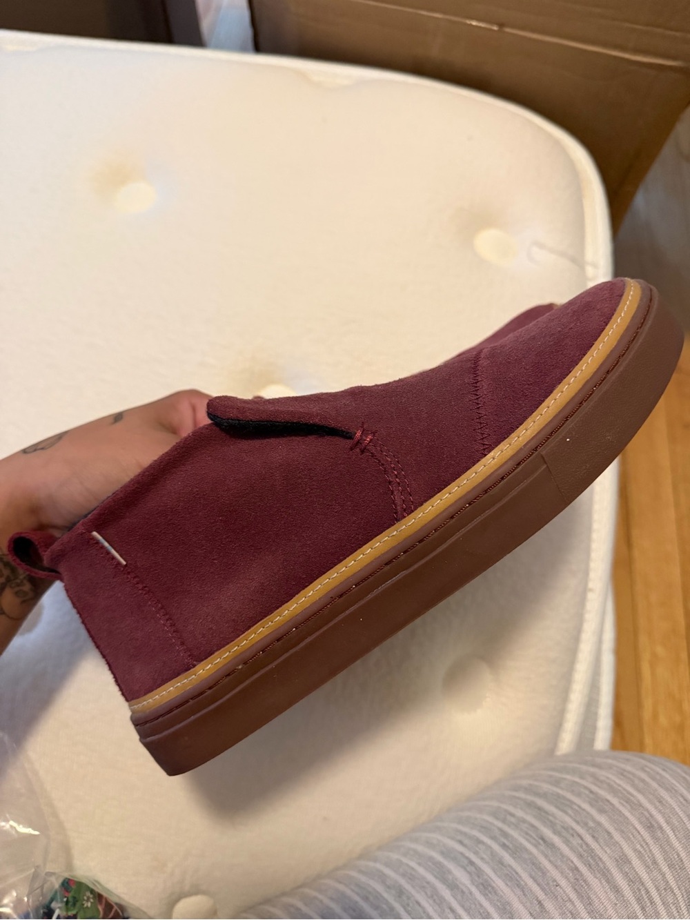 Toms Burgundy Suede Ankle Bootie